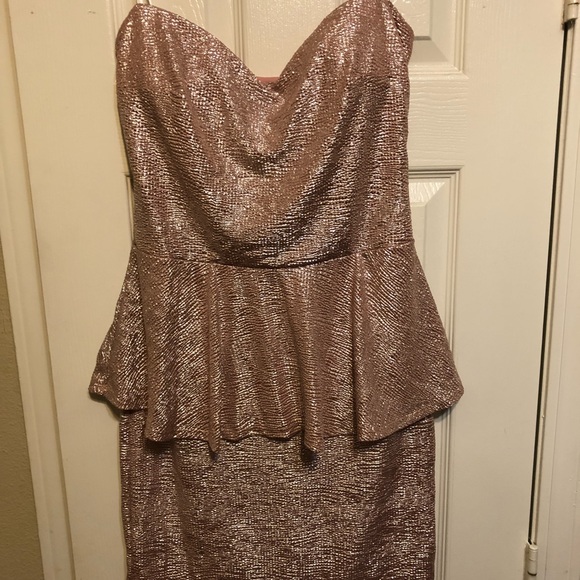 rose gold peplum dress